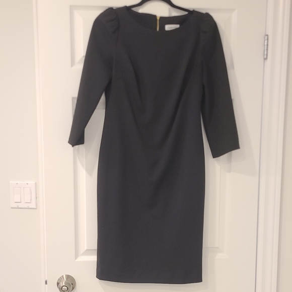 Calvin Klein Knee Length Sheath Black Dress - Picture 2 of 4